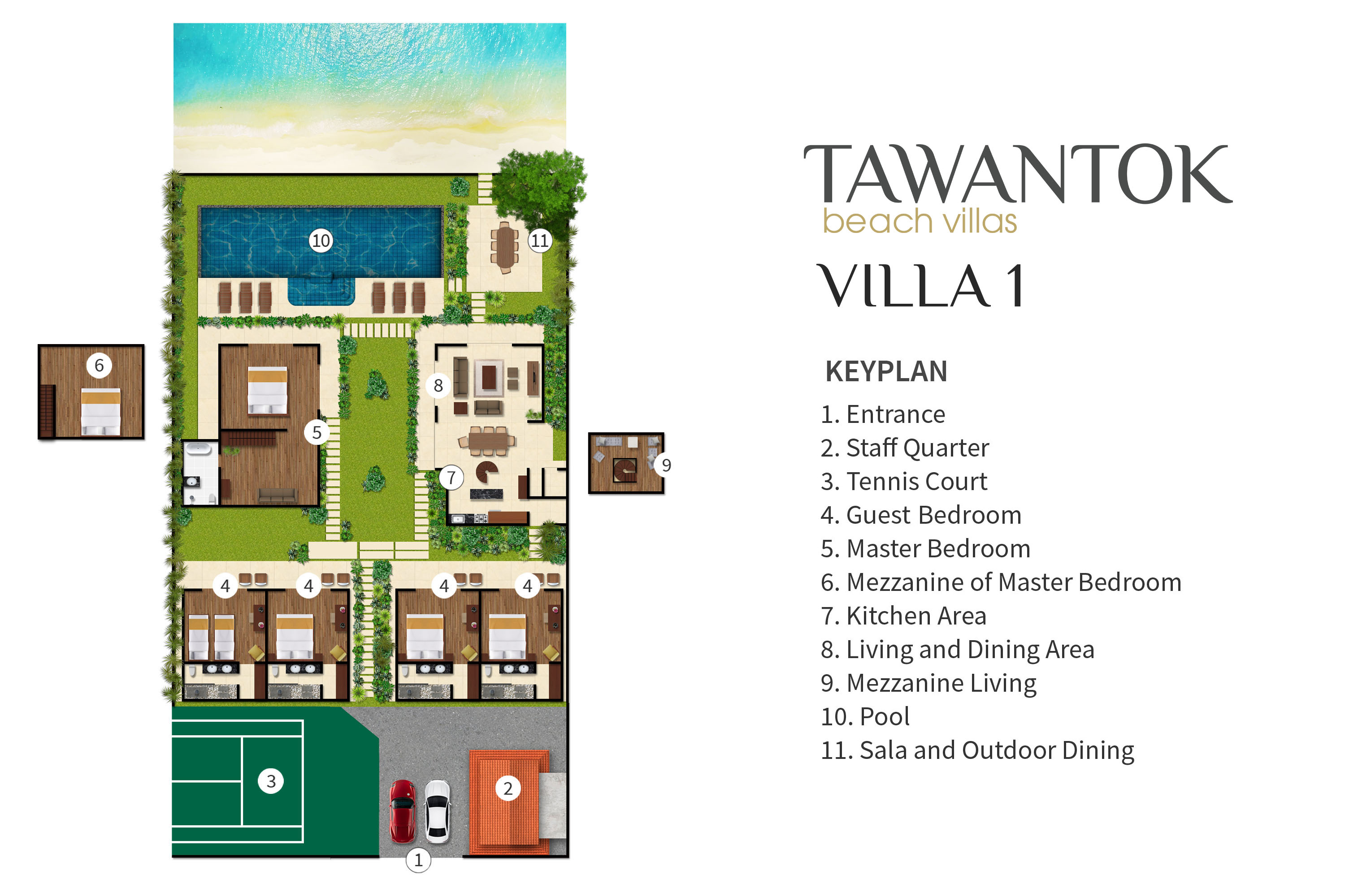 Tawantok Beach Villas - Villa 1 - Floorplan